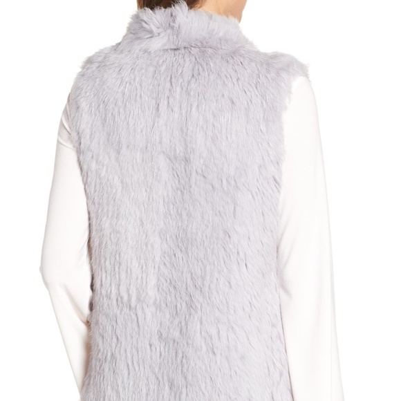 LOVE TOKEN Long Drape Front Genuine Rabbit Fur Vest XS Lavender Light Purple NWT - Picture 4 of 8
